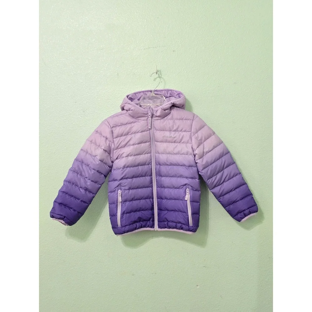Eddie Bauer Purple Ombre Reversible Light Hood Puffer Ski Snow Girls Jacket S